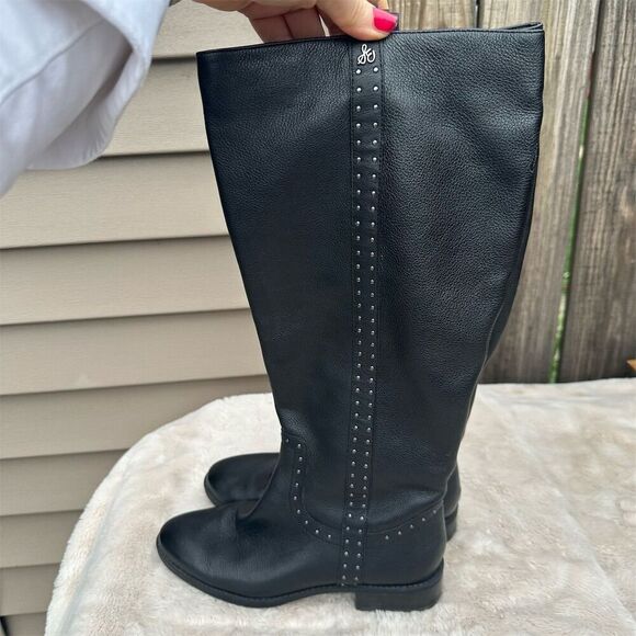 Sam Edelman Prina Women's Black Riding Boots Size 7 Studded Detailing - Picture 6 of 15